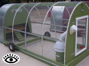 Photo of a large commercially made chicken tractor.
