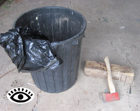 photo of equipment needed to kill a chicken.