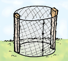 illustration of a chicken wire compost bin