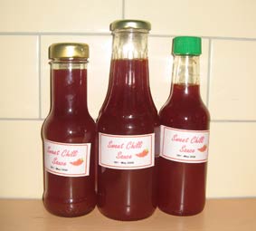 Photo of sweet chilli sauce bottles