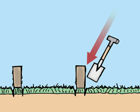 Illustration of marking the base of a raised bed frame.