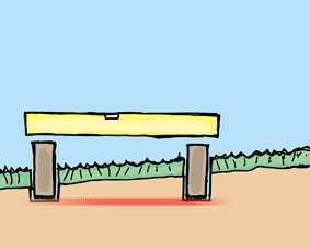 Illustration of checking the level on a raised bed.