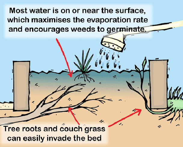 Large illustration of problems associated with a conventional raised bed